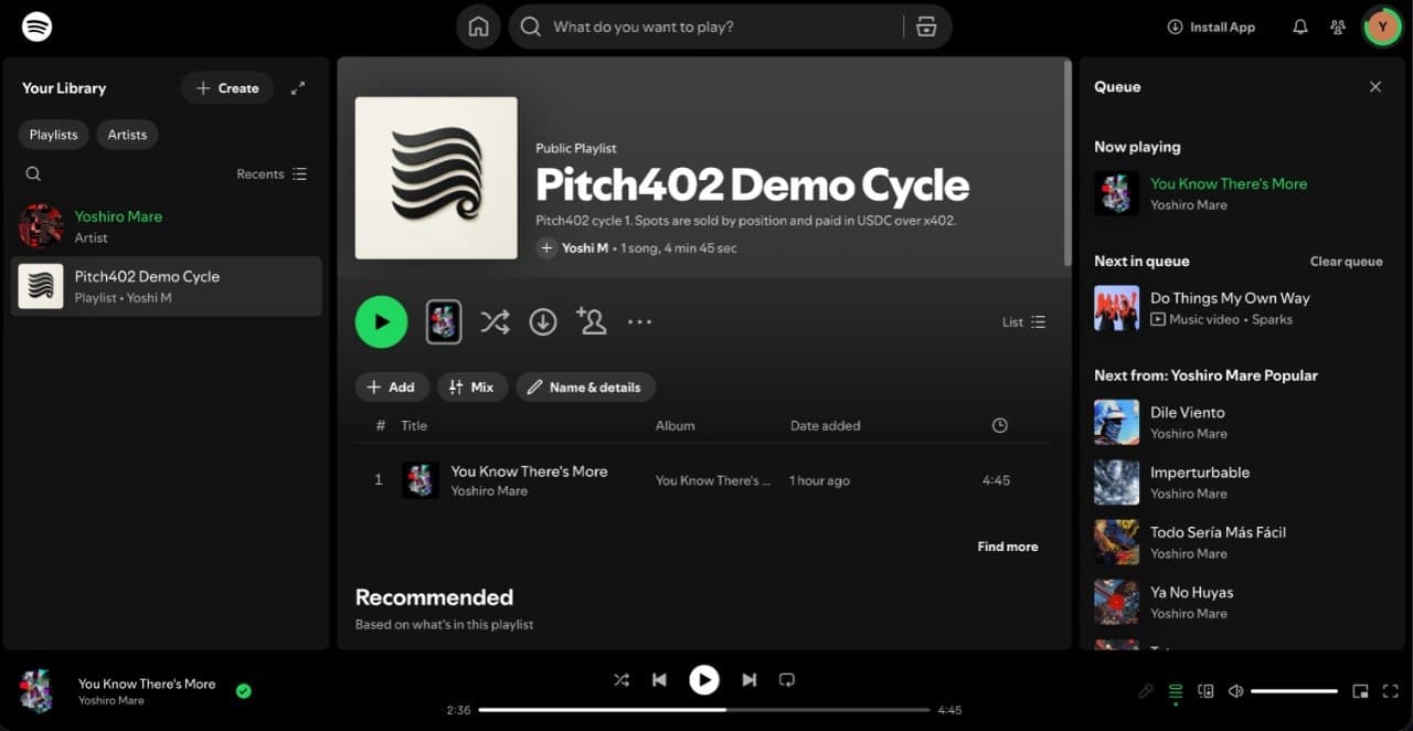 The Pitch402 Demo Cycle playlist on Spotify